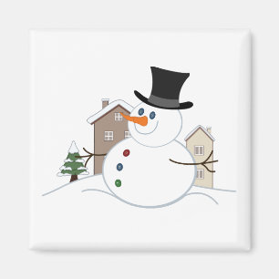 Illustration från Snögubbe vid jul i lycklig Magnet