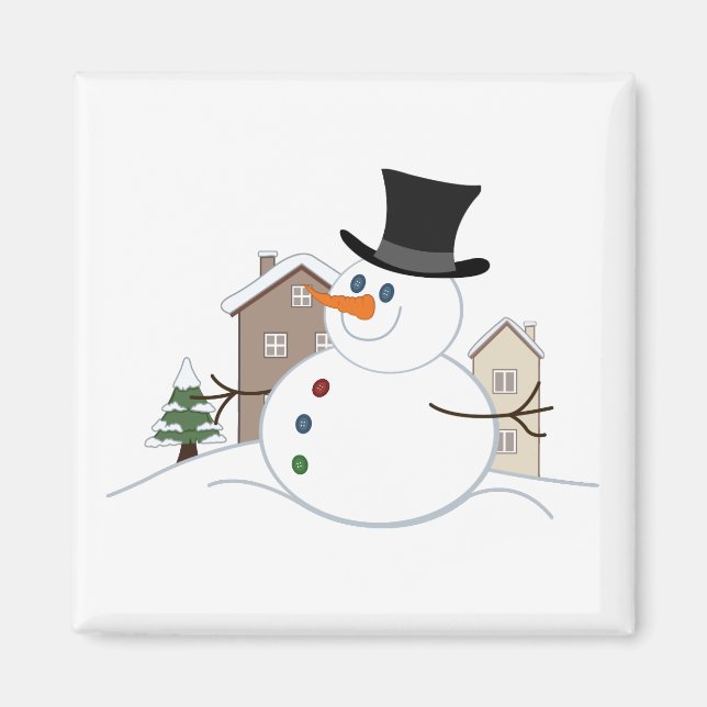 Illustration från Snögubbe vid jul i lycklig Magnet (Framsidan)