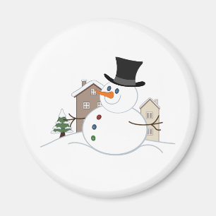 Illustration från Snögubbe vid jul i lycklig Magnet