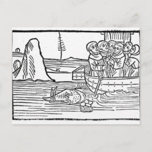 Illustration från "St. Brendans resa" Vykort