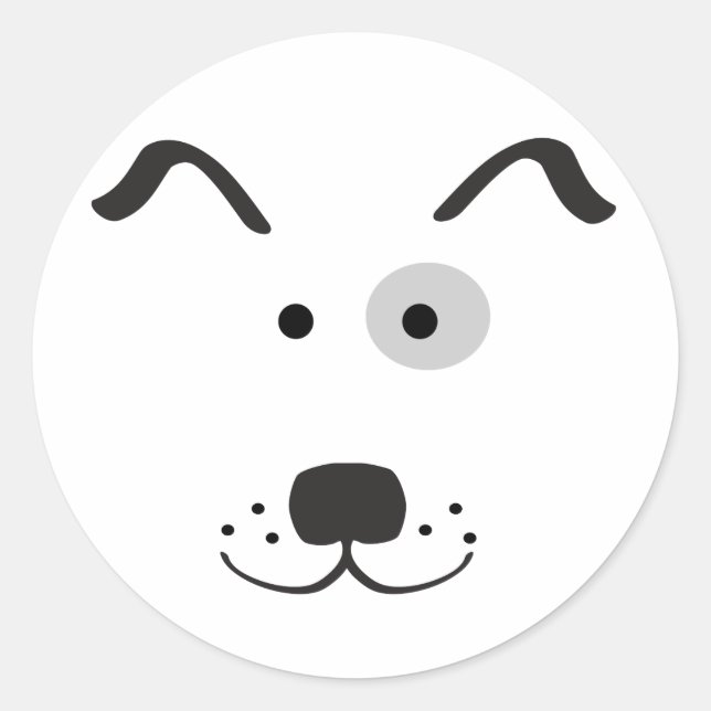 Illustration från tecknad hund Ansikte Runt Klistermärke (Framsida)