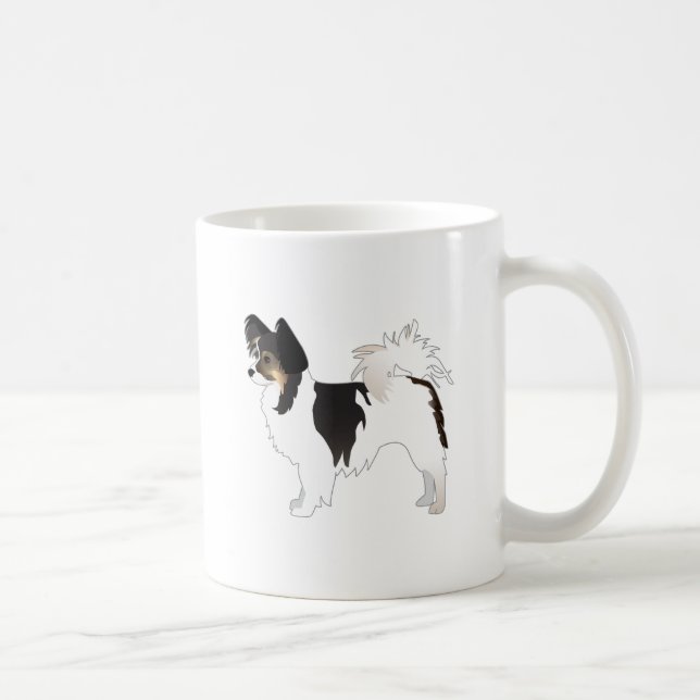 Illustration från Tri-färg Papillon Leksak Hund av Kaffemugg (Höger)