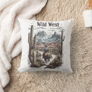 Illustration från vilda western Äventyr Kudde