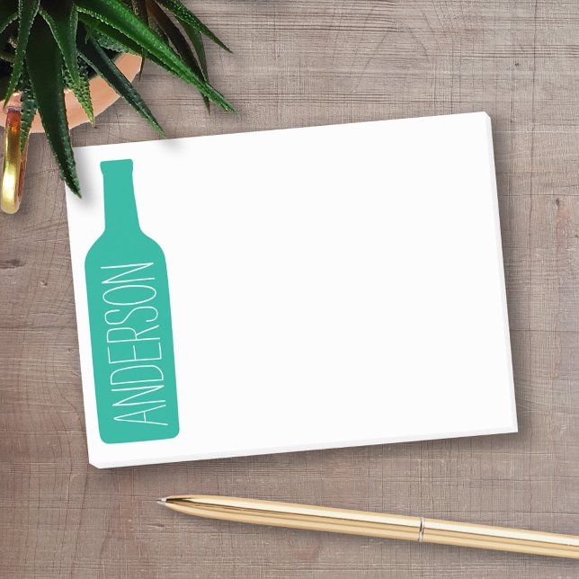 Illustration från vin Flaska - Modern Vita Namn Post-it Block (Personalized Post-It Notes - add you name or other text)