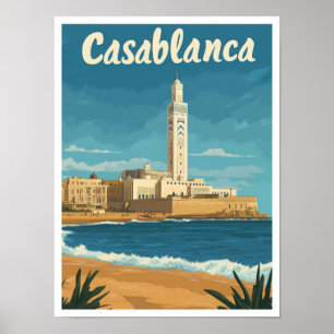 Illustration från Vintage resor i Casablanca Maroc Poster