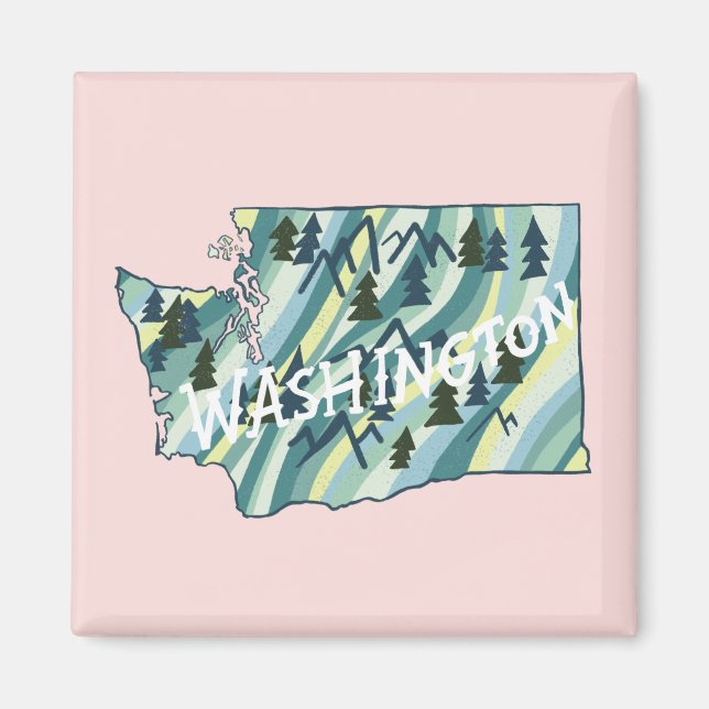 Illustration från Washington State Karta Magnet (Framsidan)