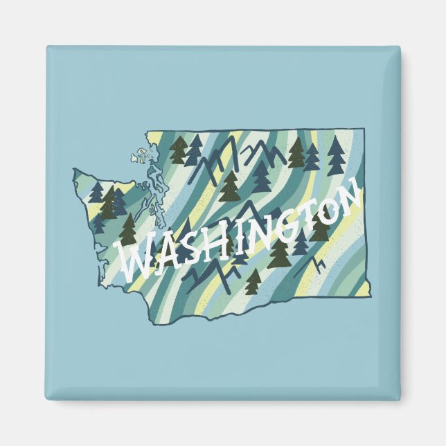 Illustration från Washington State Karta Magnet (Framsidan)