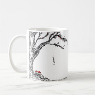 Illustration hangmans näsa och svampar kaffemugg