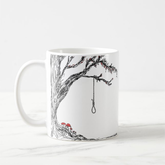 Illustration hangmans näsa och svampar kaffemugg (Vänster)