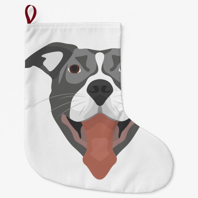 Illustration Hund Smiling Pitbull Stor Julstrumpa (Framsidan)