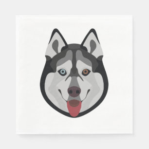 Illustration hundar ansikte Siberian husky Pappersservett