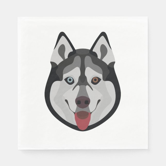 Illustration hundar ansikte Siberian husky Pappersservett (Framsidan)