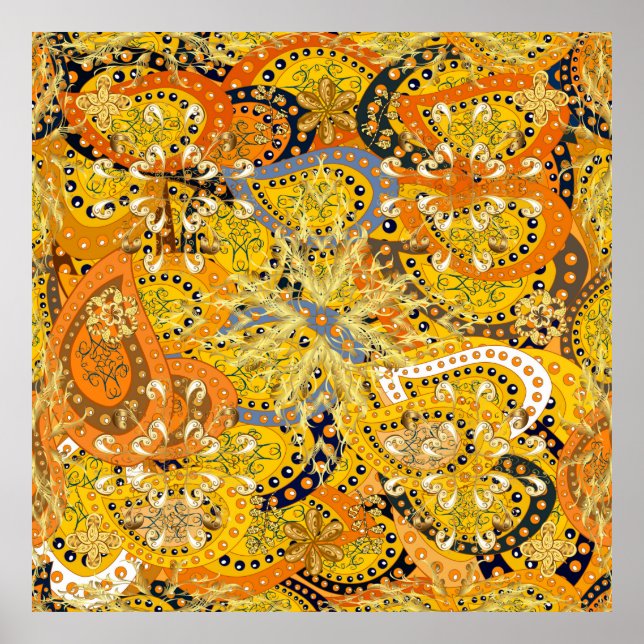 Illustration i gult, orange och brunt färg. I Poster (Framsidan)
