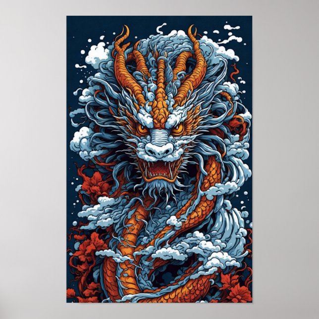 Illustration Japanischer Drachen Poster (Framsidan)