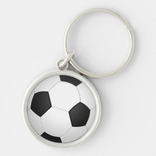 Illustration Keychain för fotbollbollfotboll Rund Silverfärgad Nyckelring