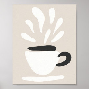 Illustration Kopp Steaming Kaffe Boho Stil Poster