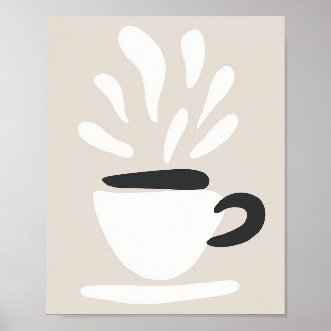 Illustration Kopp Steaming Kaffe Boho Stil Poster (Framsidan)