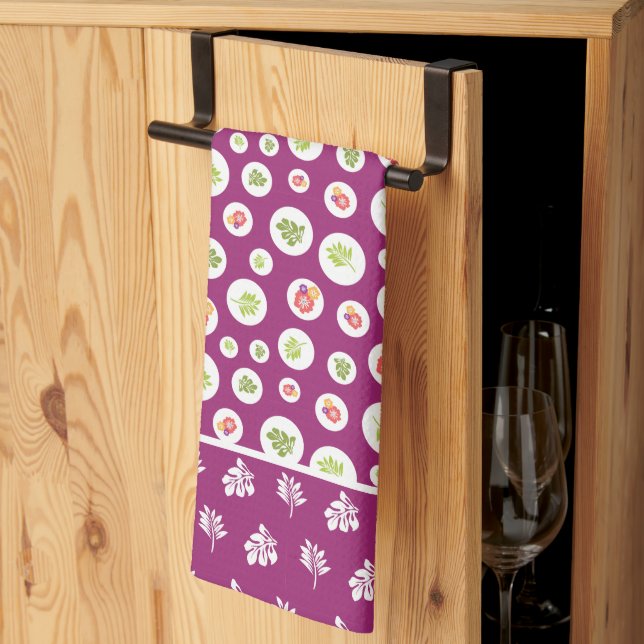 Illustration Löv i Tropical Hibiscus Mönster Kökshandduk (Thirds Fold)