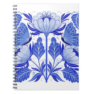 illustration med fjärilar och blommor isolerade anteckningsbok