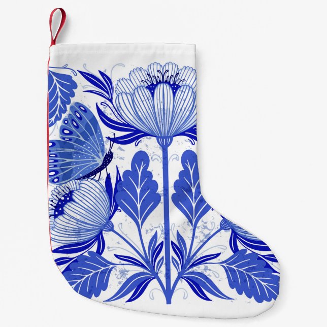 illustration med fjärilar och blommor isolerade liten julstrumpa (Framsidan)
