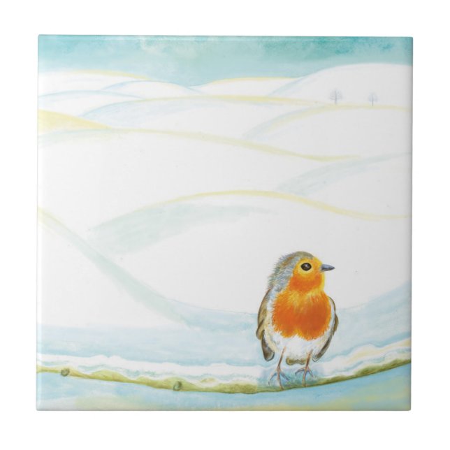 Illustration med vitvinter liggande med Robin Kakelplatta (Framsidan)