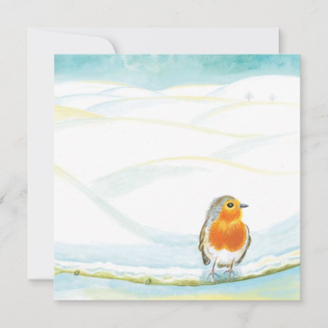 Illustration med vitvinter liggande med Robin Kort (Framsida)