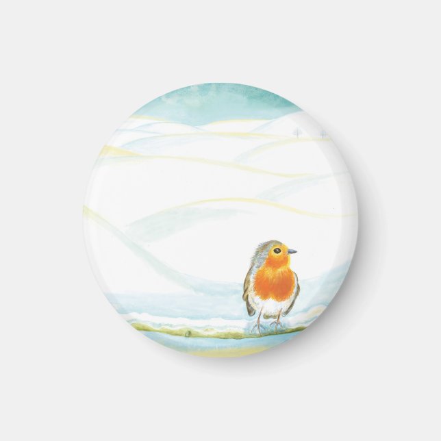 Illustration med vitvinter liggande med Robin Magnet (Framsidan)