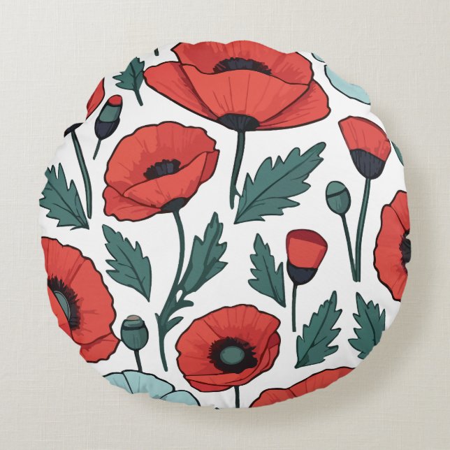 Illustration Mönster Rund Kudde (Framsidan)