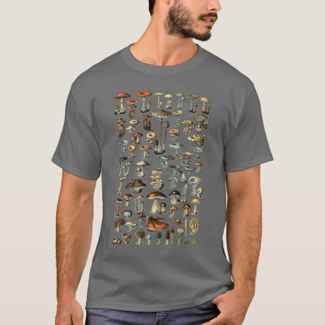 Illustration Mushroom Morel Hunter girl T Shirt (Framsida)