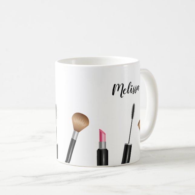 Illustration och Personlig Namn i Makeup-objekt Kaffemugg (Framsida höger)