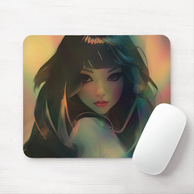 Illustration of Anime Stil Girl in Rainbow Light Musmatta (Med mus)