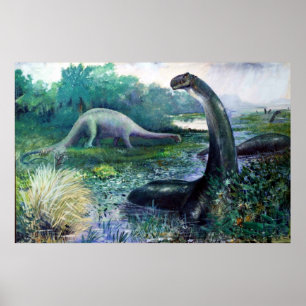 Illustration of Brontosaurus Poster