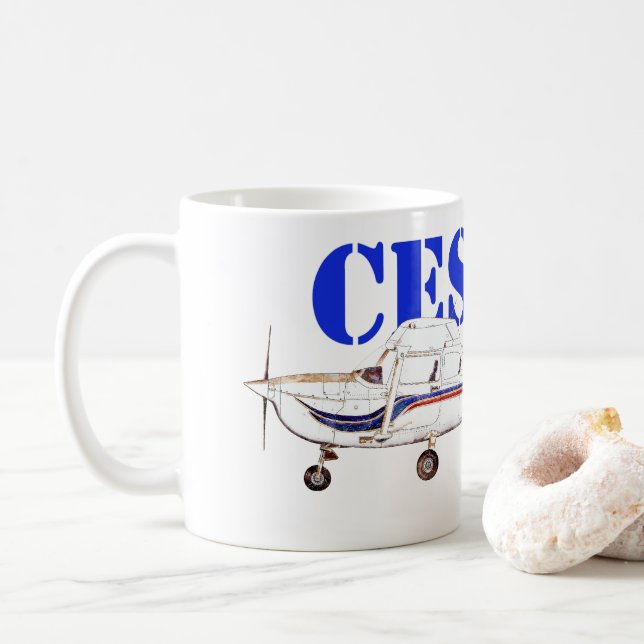 Illustration of Cessna 172 Skyhawk Airplane Design Kaffemugg (Med munk)
