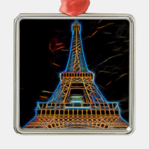Illustration of Eiffel Torn - Paris, Frankrike Julgransprydnad Metall