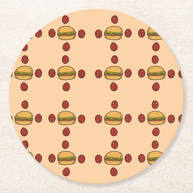 Illustration of hamburger patterns  underlägg papper rund (Framsidan)