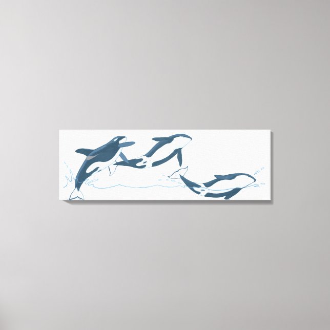 Illustration of Killer Whales (Orcinus orca) Canvastryck (Framsida)