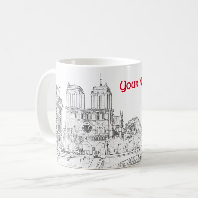 Illustration of Notre Dame de Paris Kaffemugg (Framsida vänster)