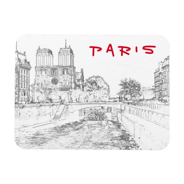 Illustration of Notre Dame de Paris Magnet (Horisontell)