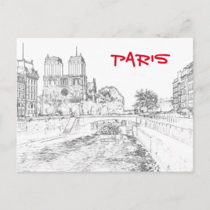 Illustration of Notre Dame de Paris Vykort