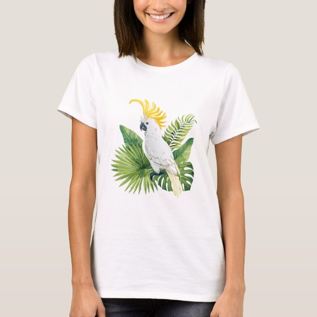 Illustration of parrot cockatoo t shirt (Framsida)