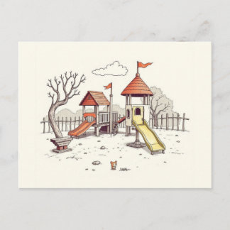 Illustration - playground vykort