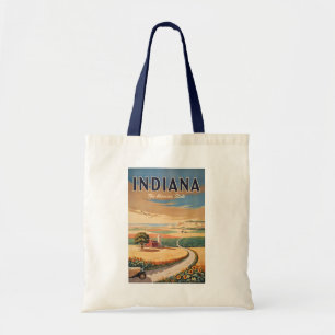 Illustration Resor Konst Retro Indianas landsbygd Tygkasse