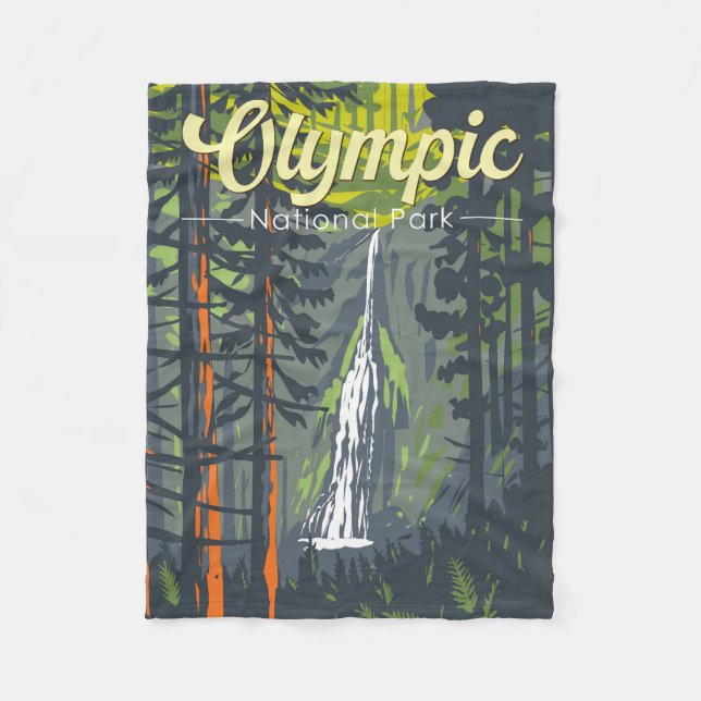 Illustration Retro i den olympiska nationalparken Fleecefilt (Framsidan)