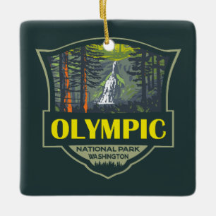 Illustration Retro i den olympiska nationalparken Julgransprydnad Keramik