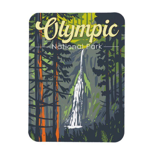 Illustration Retro i den olympiska nationalparken Magnet (Vertikal)