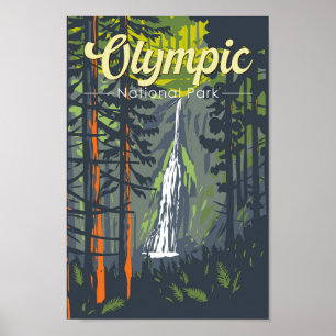 Illustration Retro i den olympiska nationalparken Poster