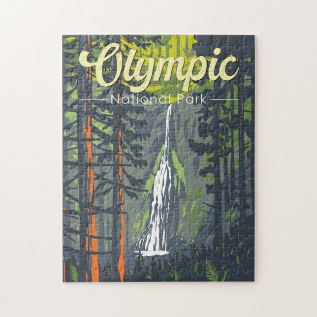 Illustration Retro i den olympiska nationalparken Pussel (Vertikal)