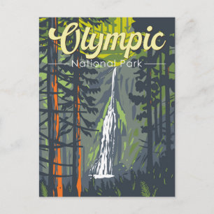 Illustration Retro i den olympiska nationalparken Vykort