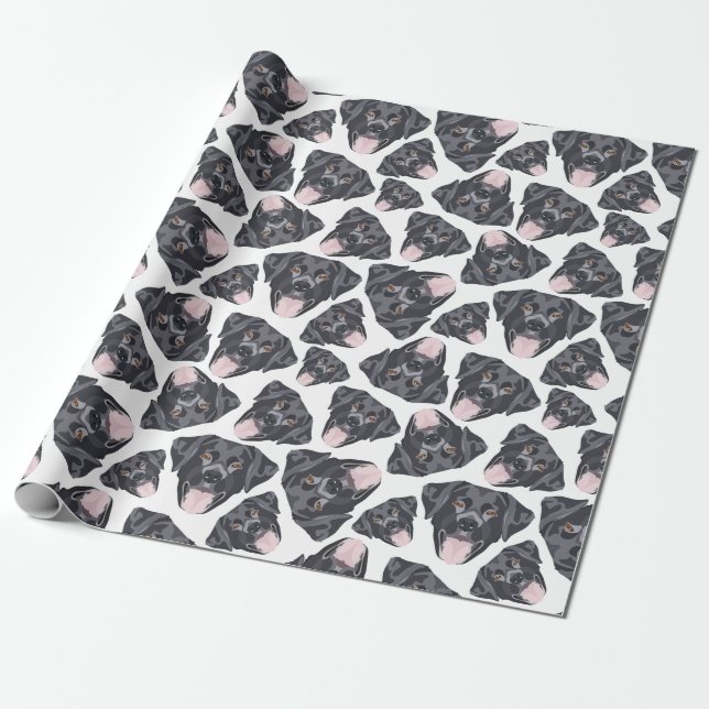Illustration seamless mönster black Labrador Presentpapper (Utrullad)