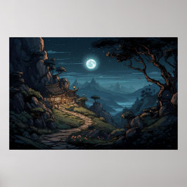 Illustration som lindrar väg till bergsstuga poster